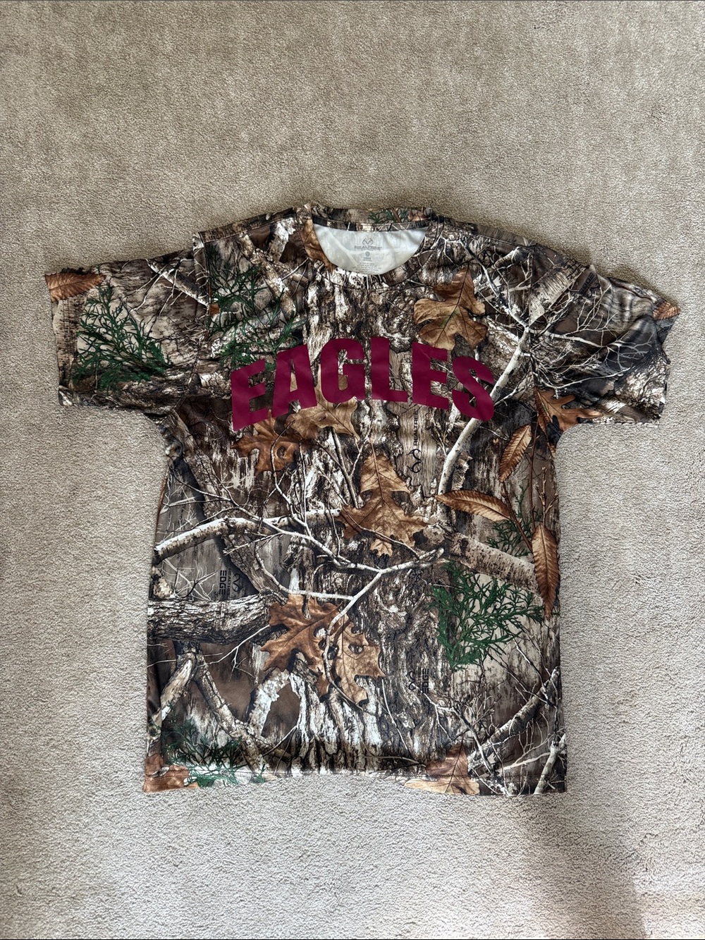 Realtree Camo 'EAGLES' Short Sleeve Tee - Brown, Green, Magenta